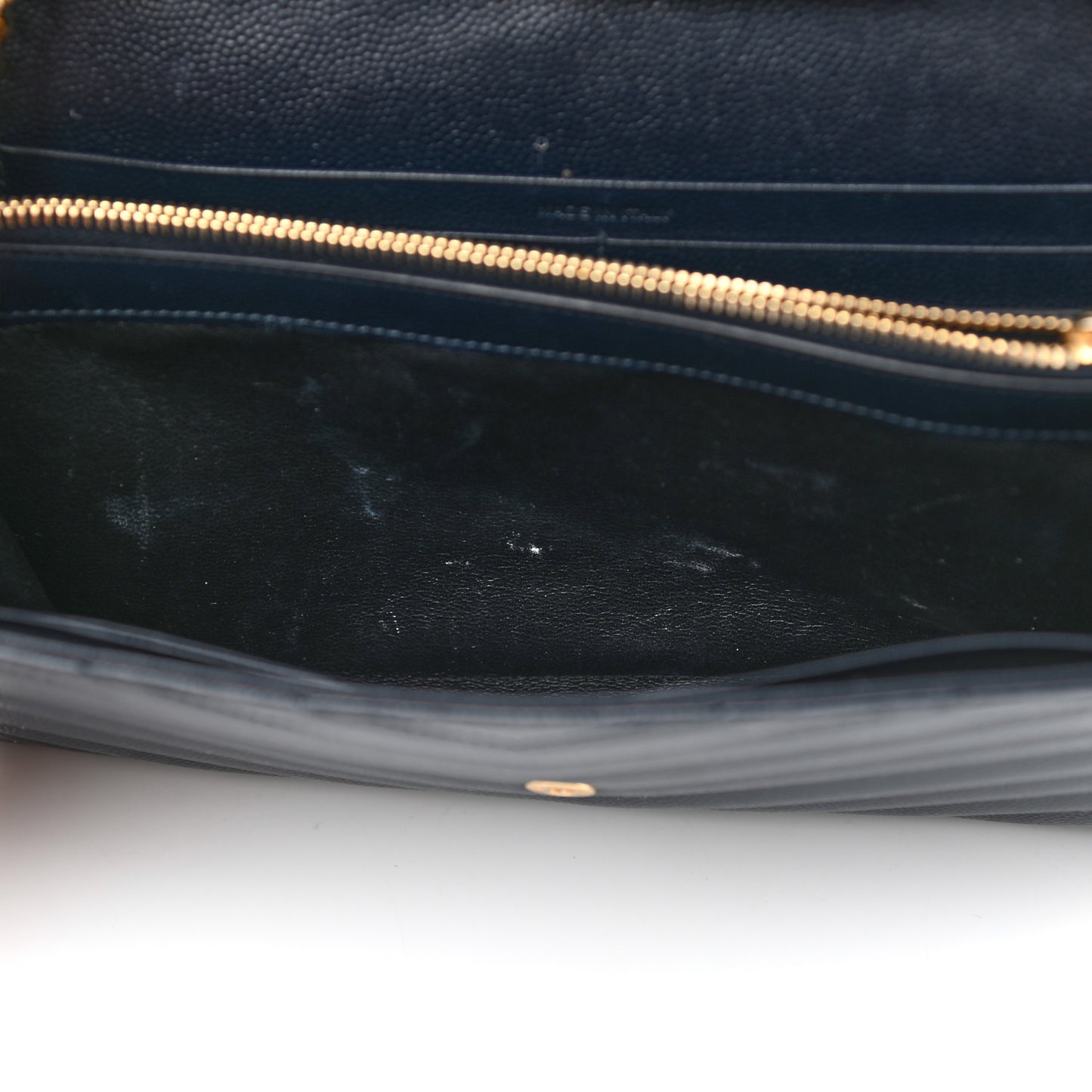 Grain De Poudre Matelasse Chevron Monogram Chain Wallet Navy