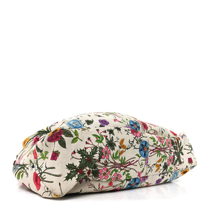 Gucci Canvas Flora Floral Large Horsebit Chain Hobo White 4 of 12