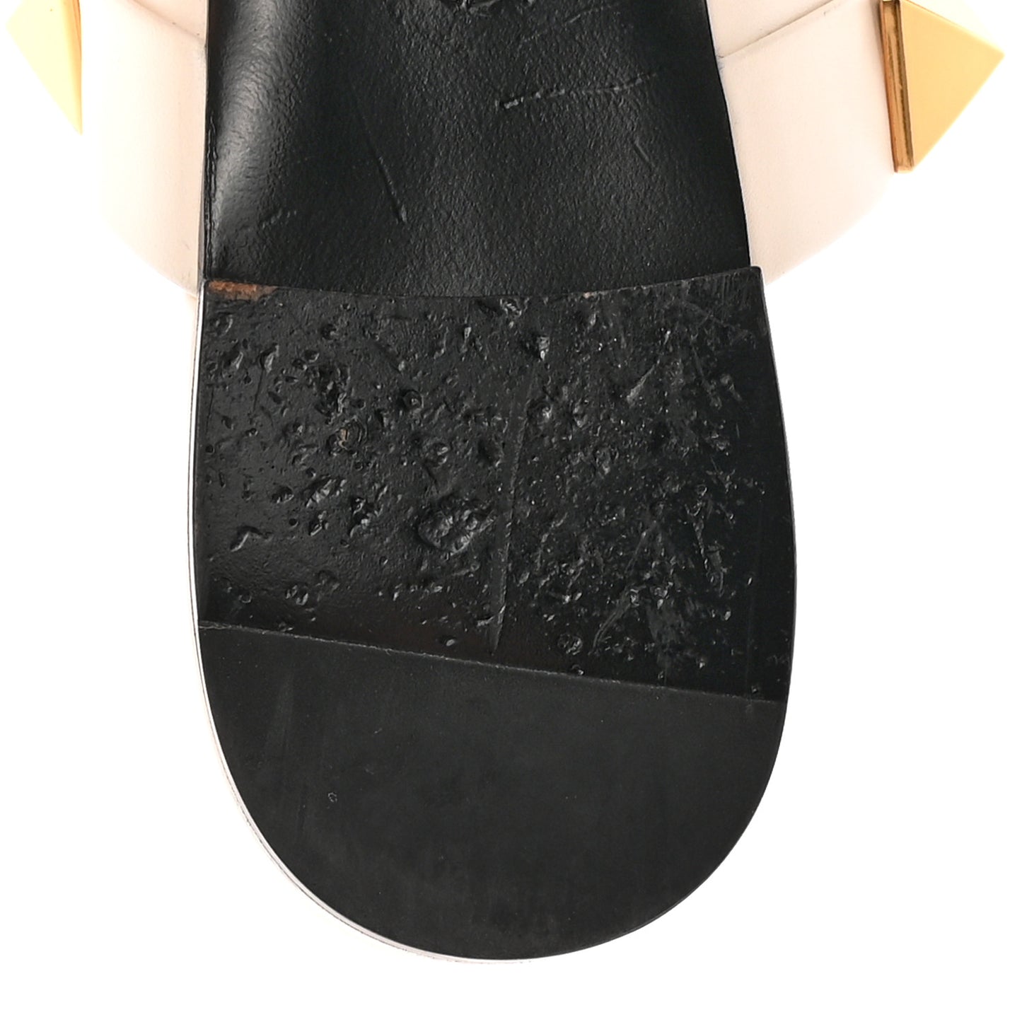 Calfskin Roman Stud Flat Mules 37.5 Light Ivory
