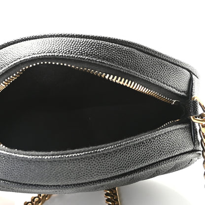 Saint Laurent Grain De Poudre Matelasse Chevron Quilted Round Vinyle Camera Bag Black 8 of 10