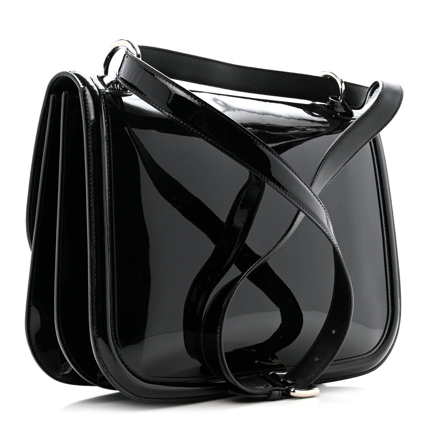Salvatore Ferragamo Patent Jody Shoulder Bag Black 3 of 12