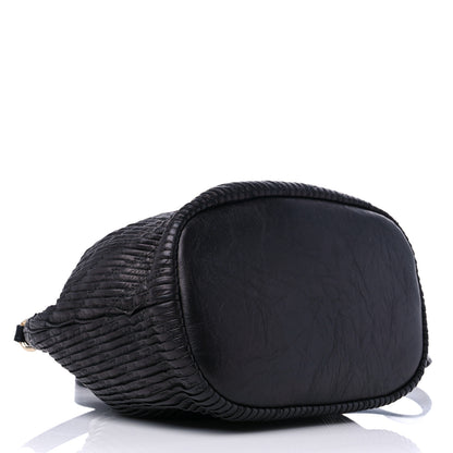 Chanel Iridescent Crumpled Calfskin Coco Pleats Drawstring Bag Black 4 of 9