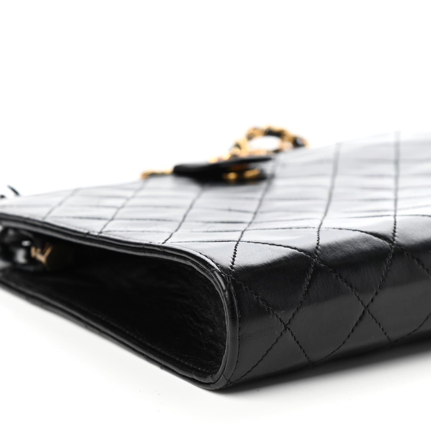 Chanel Lambskin Quilted Shoulder Bag Black 9 of 10