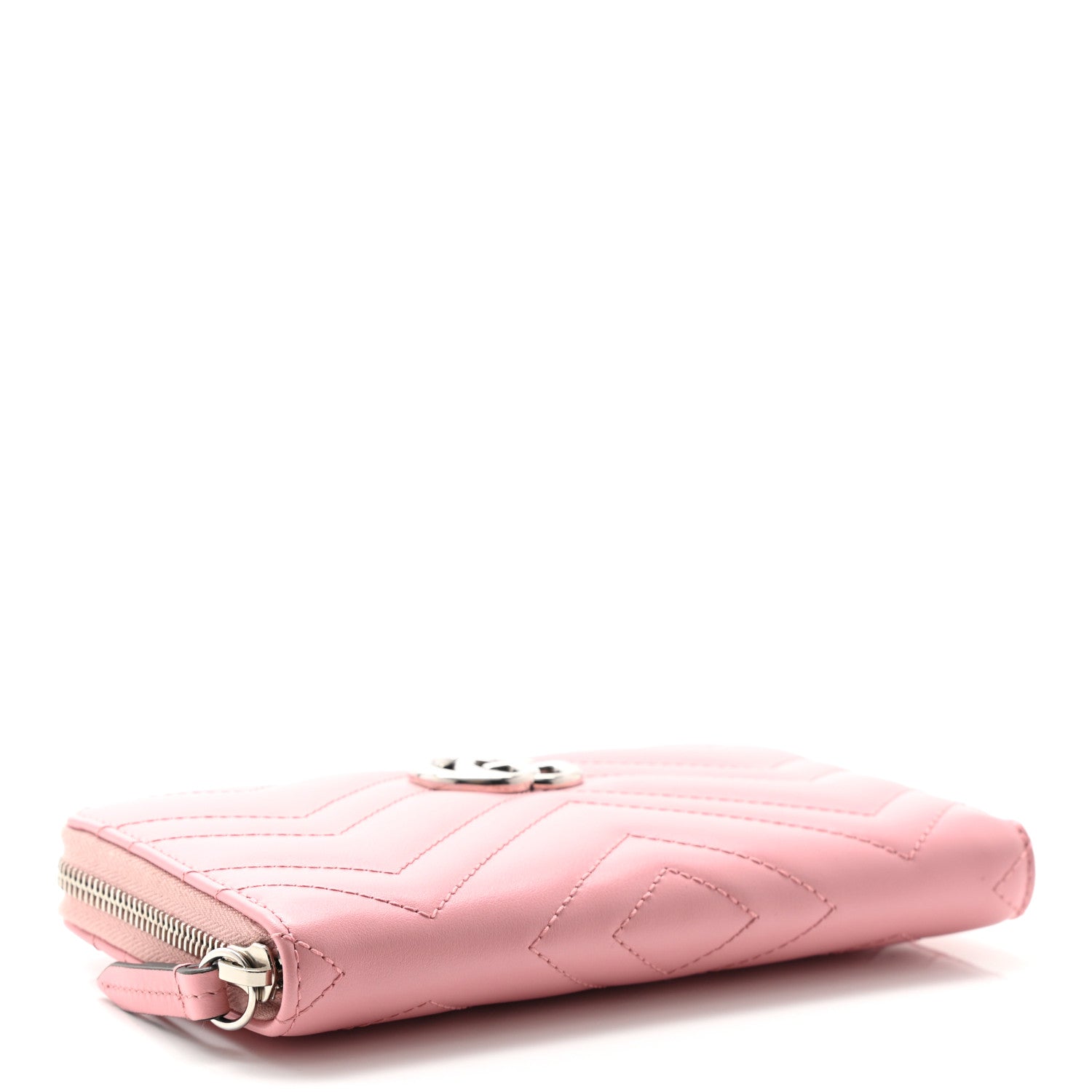 Gucci Calfskin Matelasse GG Marmont Zip Around Wallet Wild Rose 4 of 9