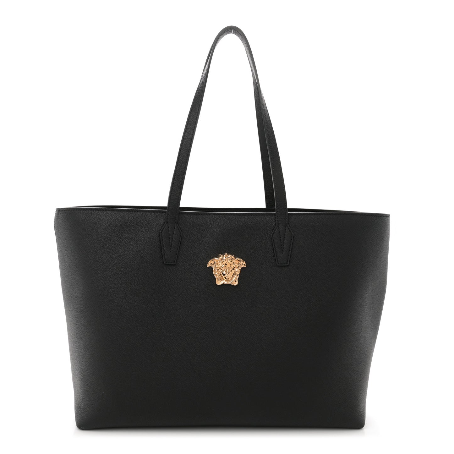 Grained Calfskin La Medusa Tote Bag Black