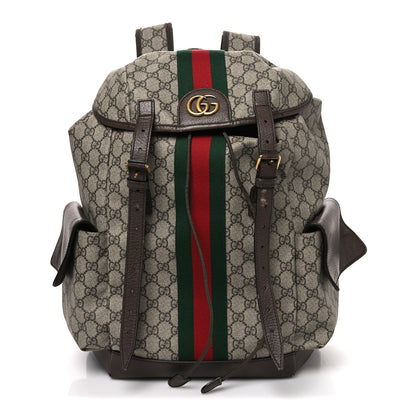 Gucci GG Supreme Monogram Medium Ophidia Double Buckle Backpack Brown 1 of 12