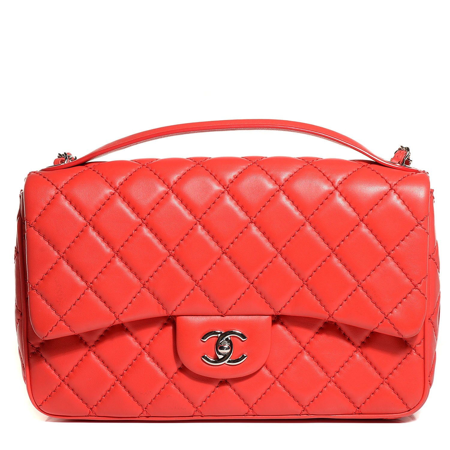 Chanel Lambskin Quilted Easy Carry Jumbo Flap Red 1 of 9