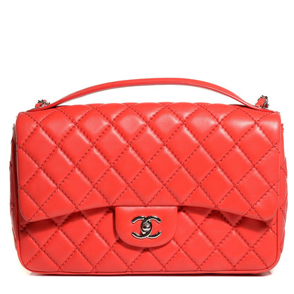Chanel Lambskin Quilted Easy Carry Jumbo Flap Red 1 of 9