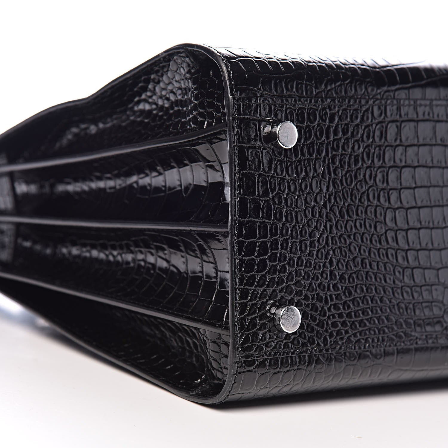Saint Laurent Calfskin Crocodile Embossed Small Sac de Jour Black 13 of 15