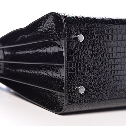 Saint Laurent Calfskin Crocodile Embossed Small Sac de Jour Black 13 of 15