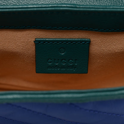Gucci Azalea Calfskin Enamel Matelasse Diagonal Super Mini Torchon GG Marmont Shoulder Bag Imperial Blue Pavone 7 of 10