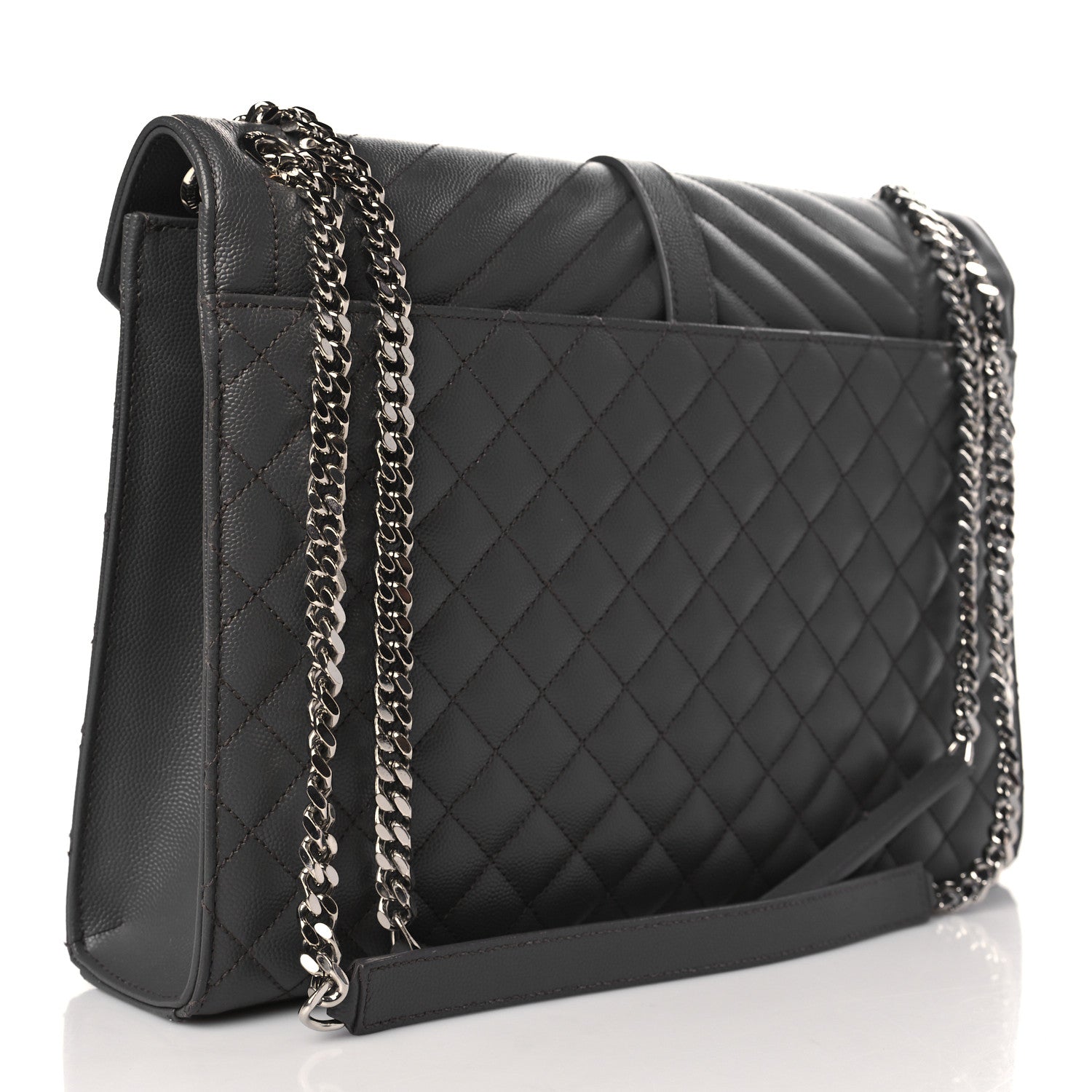 Saint Laurent Grain De Poudre Textured Mixed Matelasse Large Triquilt Monogram Satchel Earth 2 of 8