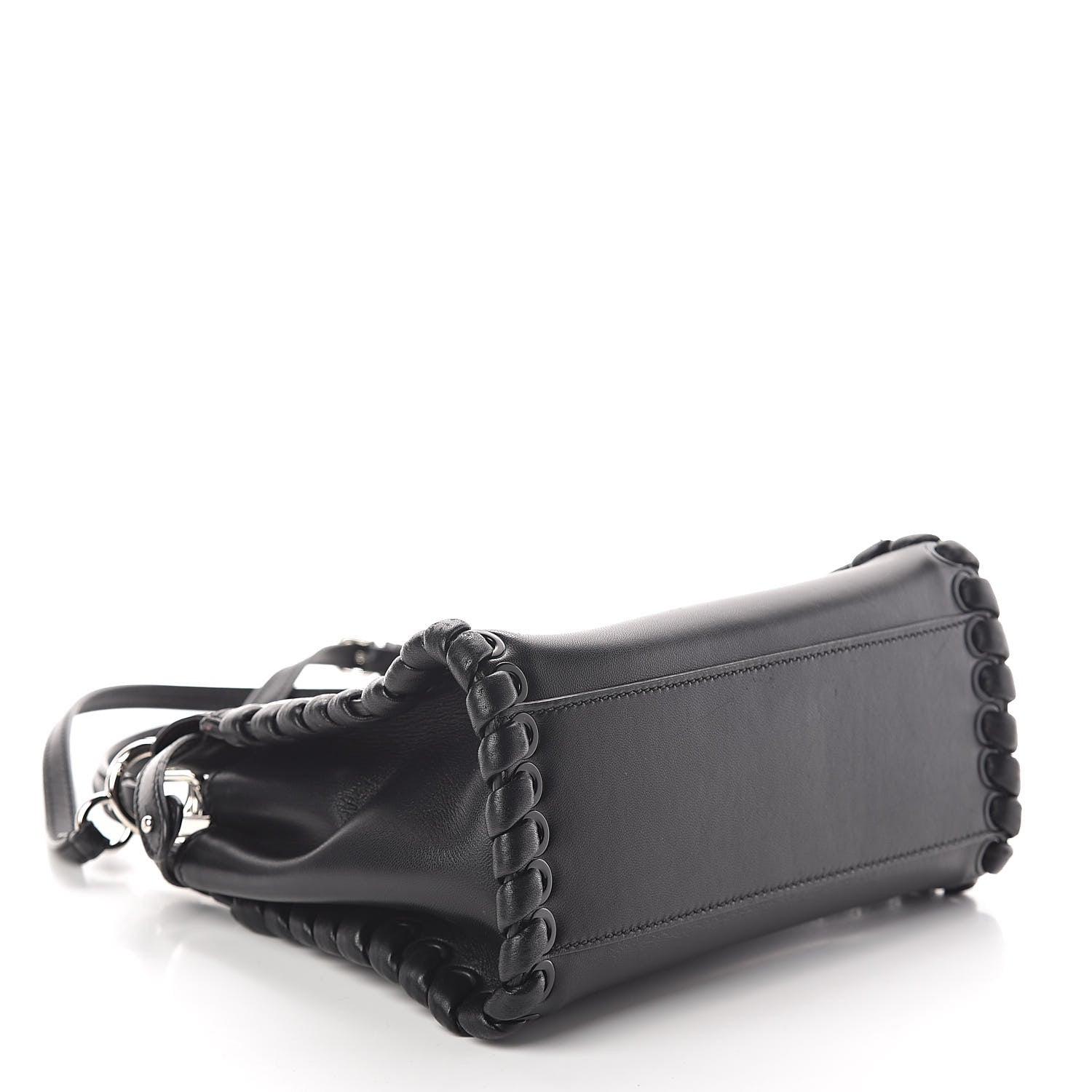 Fendi Nappa Lace Up Mini Peekaboo Iconic Satchel Black 4 of 9