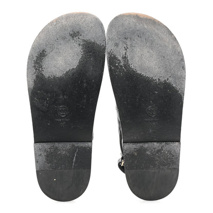 Chanel Grained Calfskin Velcro Dad Sandals 38 Black 6 of 10