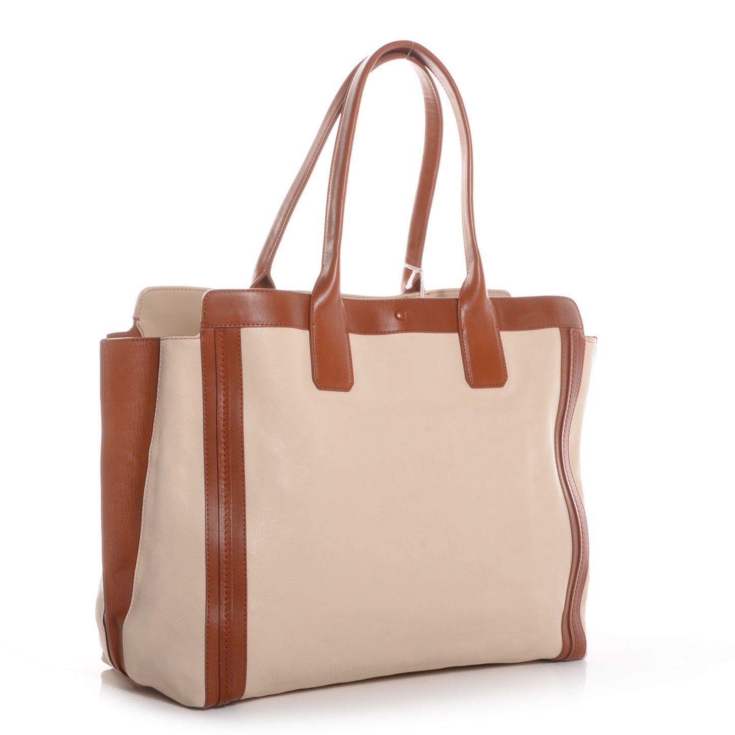 Calfskin Medium Alison East West Tote Husky White Tan