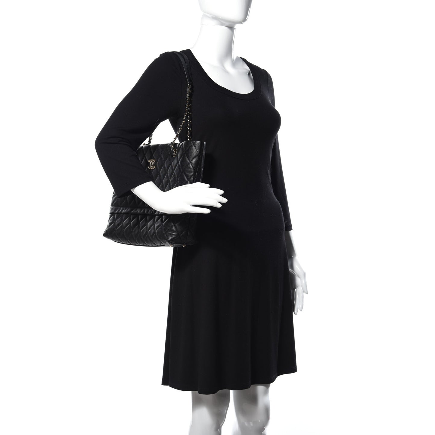 Caviar Quilted Rolled Up Tote Black