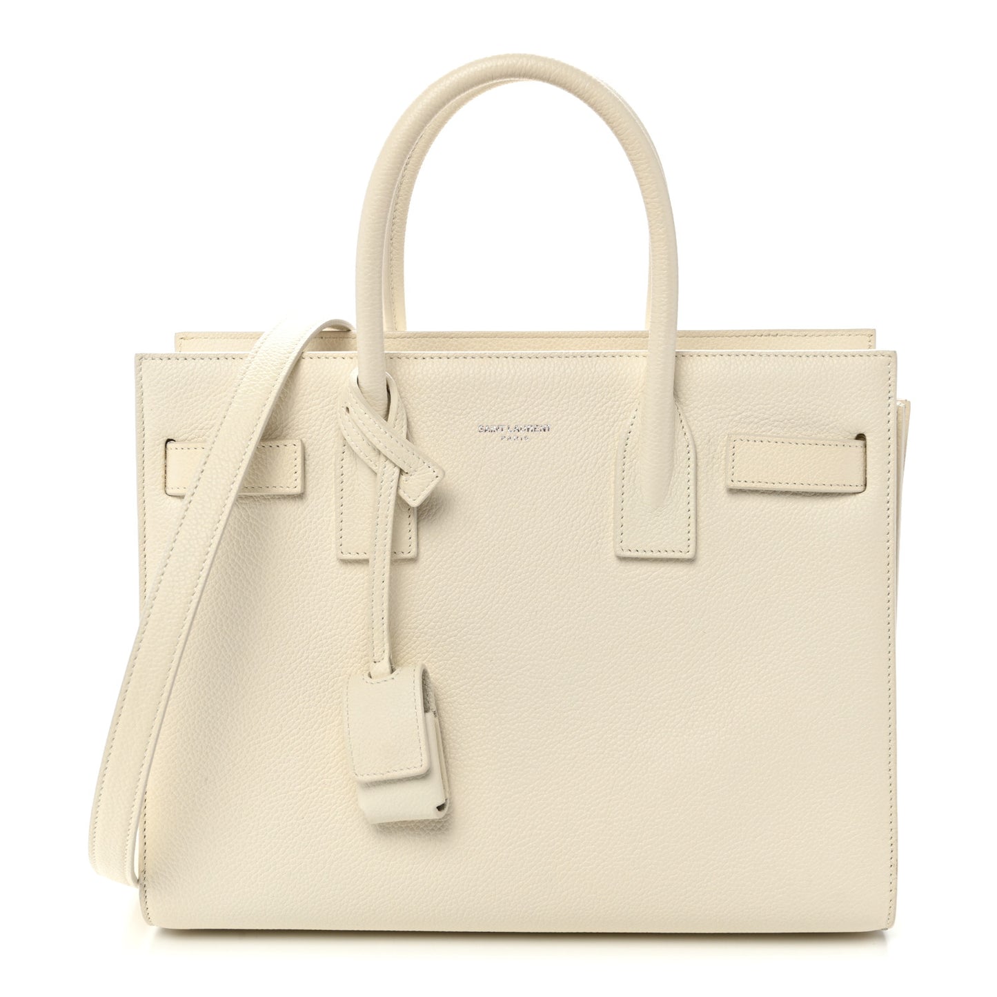 Grained Calfskin Baby Sac De Jour White