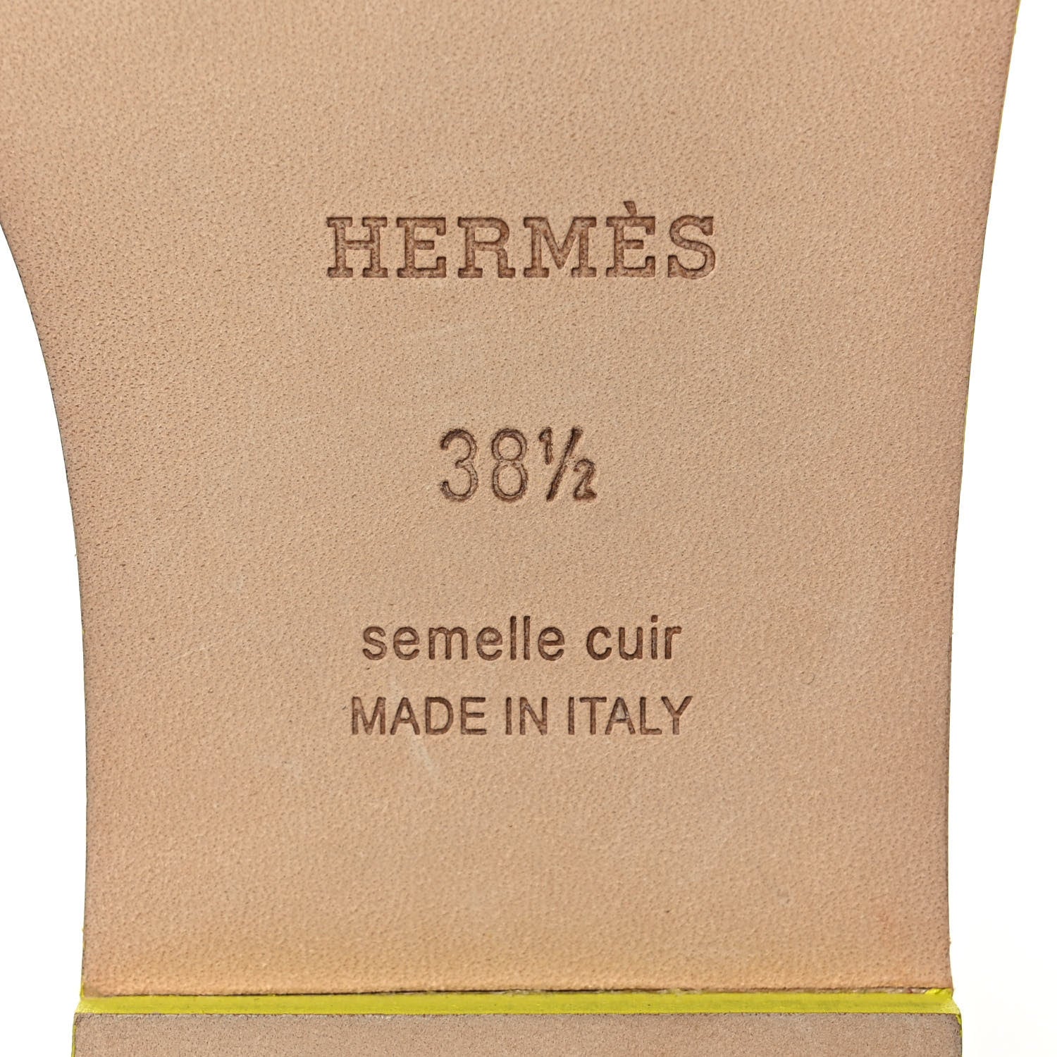 Hermes Epsom Oran Sandals 38.5 Jaune Pollen 6 of 9