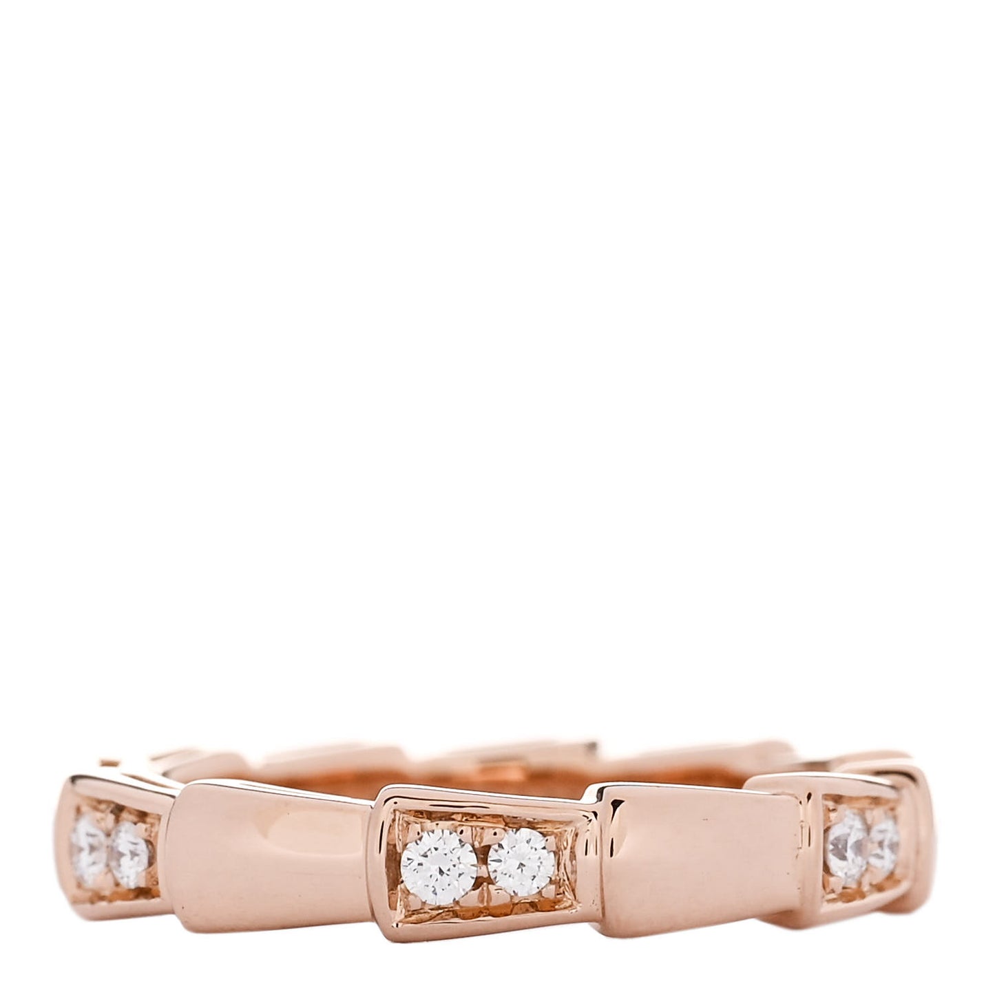 18K Rose Gold Diamond Serpenti Viper Ring 50 5.25