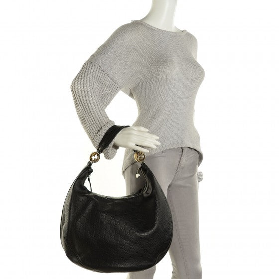 Gucci Guccissima GG Twins Large Hobo Black 2 of 16