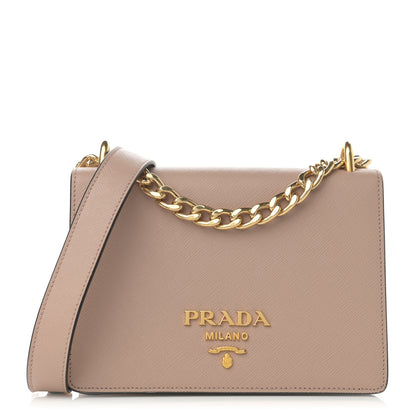 Prada Saffiano Soft Calfskin Chain Crossbody Bag Cipria 1 of 10