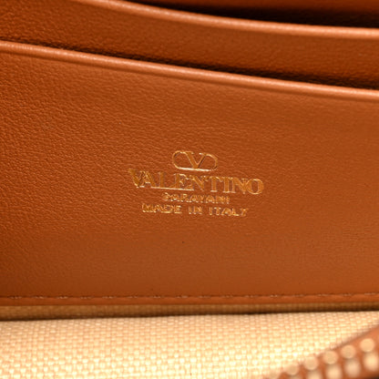 Valentino Garavani Raffia Calfskin Rockstud Wallet On Chain Pouch Natural Almond Beige 6 of 9