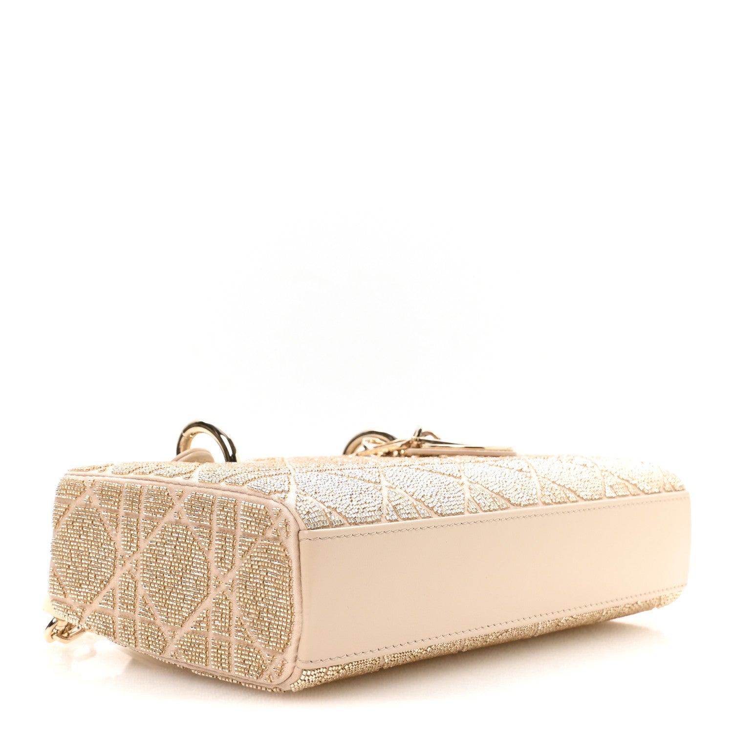 Christian Dior Lambskin Cannage Beaded Embroidered Micro Lady D-Joy Beige 3 of 9