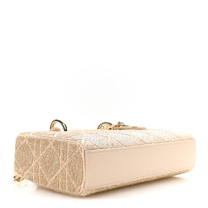 Christian Dior Lambskin Cannage Beaded Embroidered Micro Lady D-Joy Beige 3 of 9