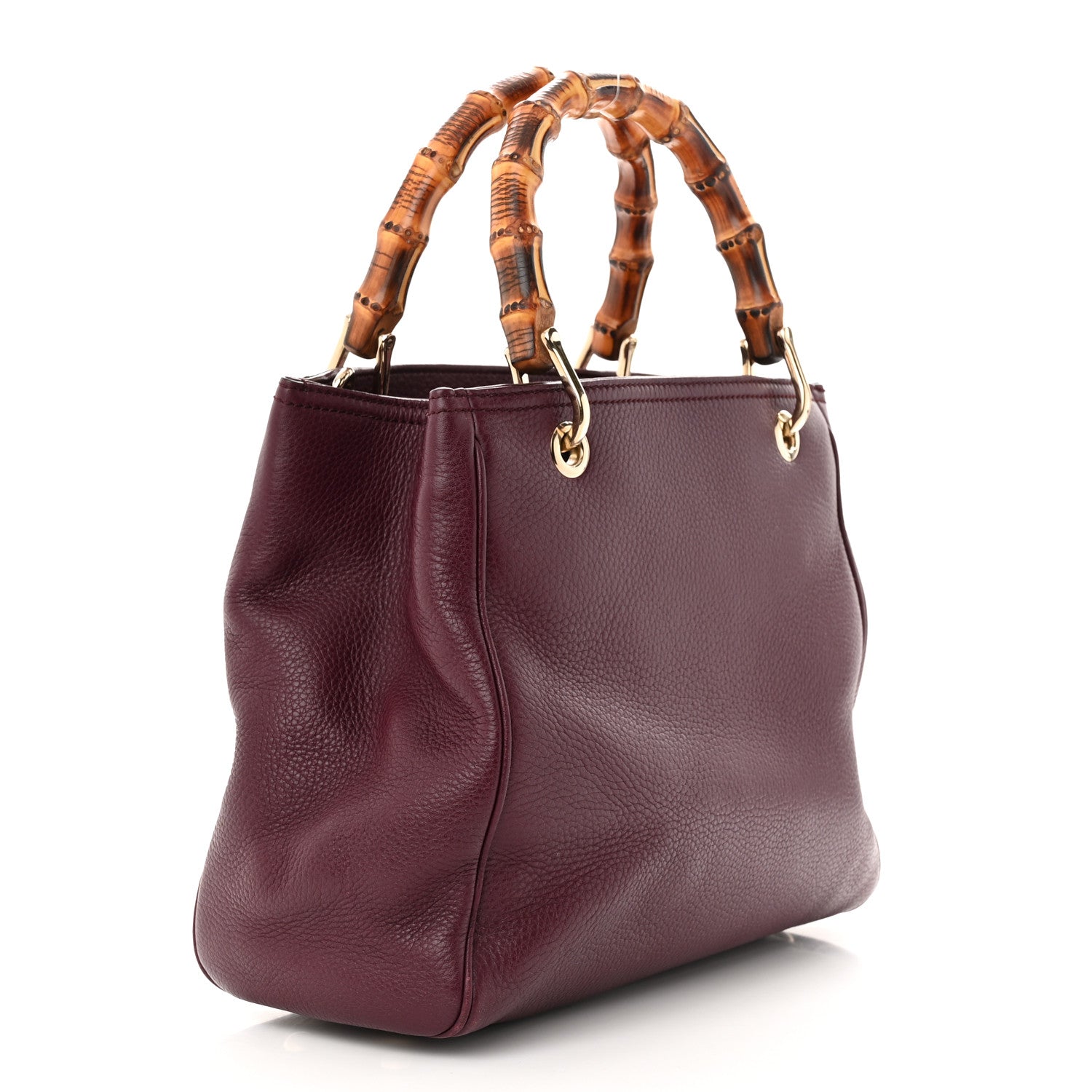 Gucci Calfskin Small Bamboo Shopper Tote Burgundy 3 of 11