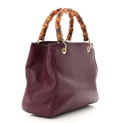 Gucci Calfskin Small Bamboo Shopper Tote Burgundy 3 of 11