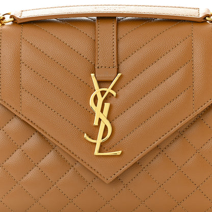 Saint Laurent Grain De Poudre Textured Mixed Matelasse Medium Triquilt Monogram Satchel Dark Cork 8 of 10
