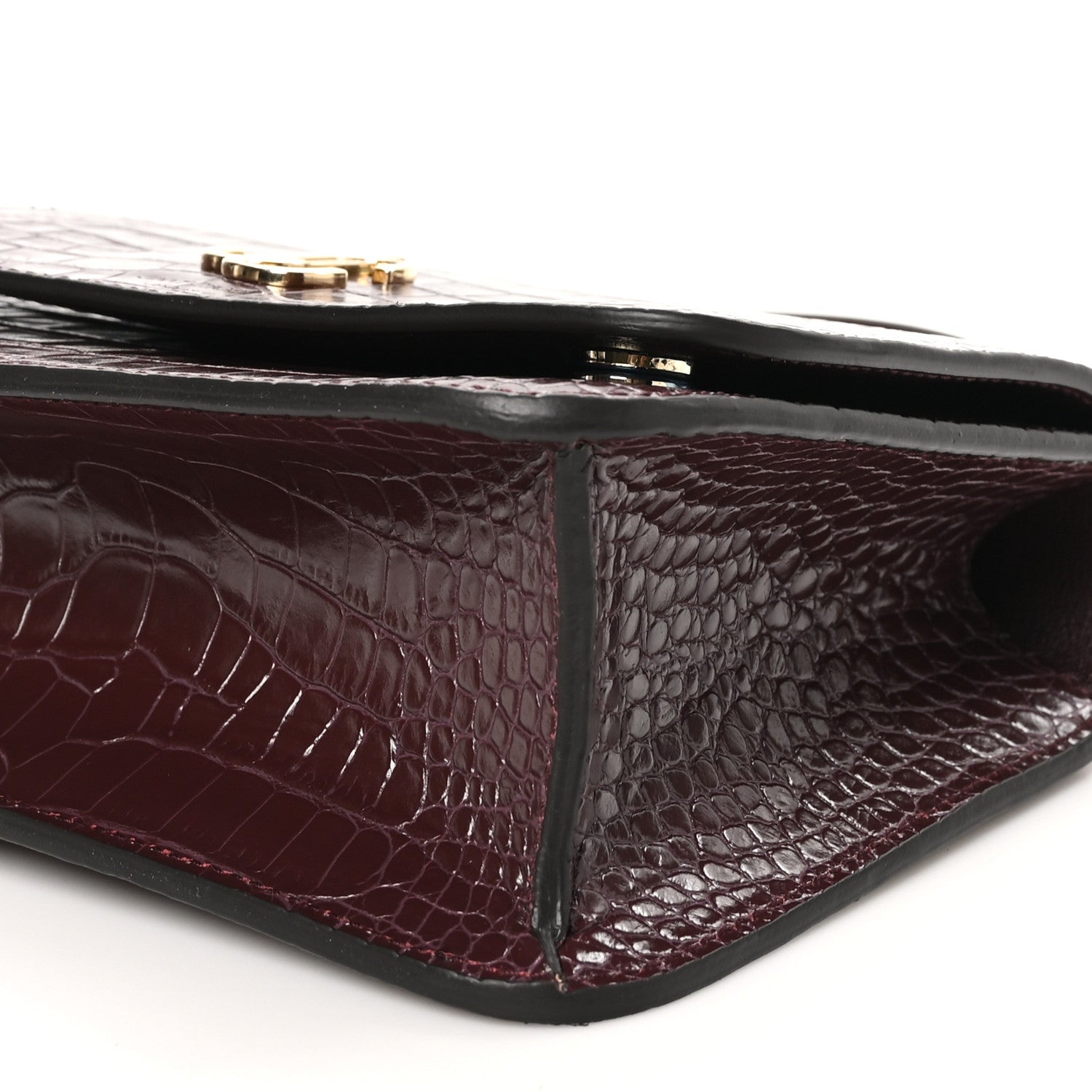 Jimmy Choo Calfskin Crocodile Embossed Medium JC Top Handle Bordeaux 8 of 8