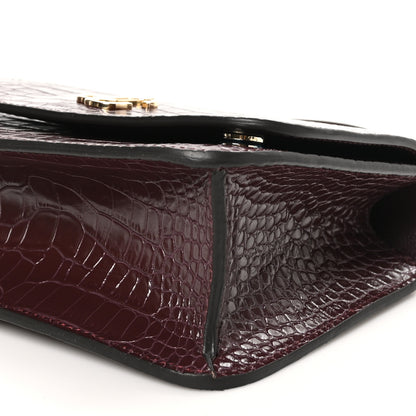 Jimmy Choo Calfskin Crocodile Embossed Medium JC Top Handle Bordeaux 8 of 8
