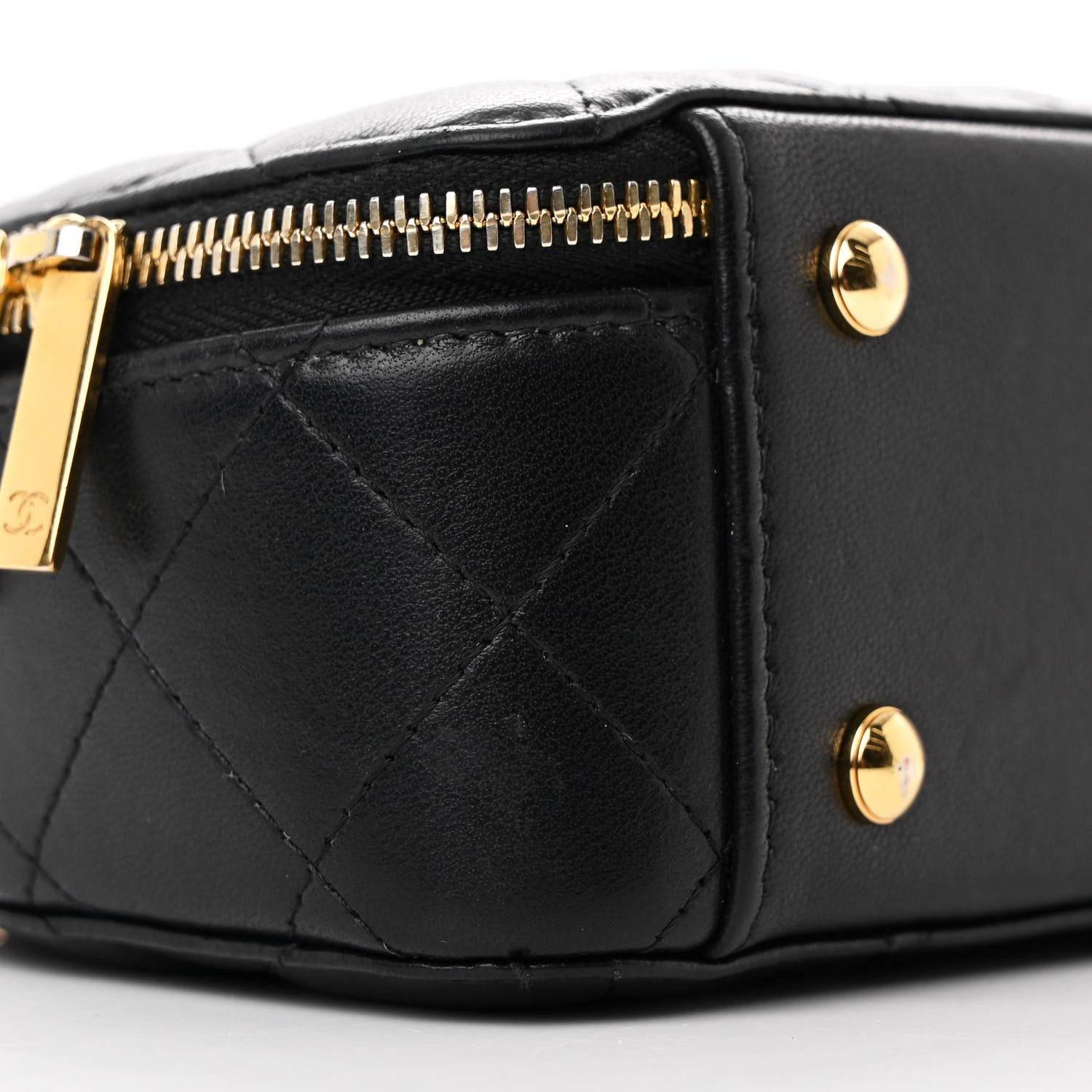 Chanel Lambskin Quilted Chic Riviera Top Handle Vanity Case Black 9 of 12