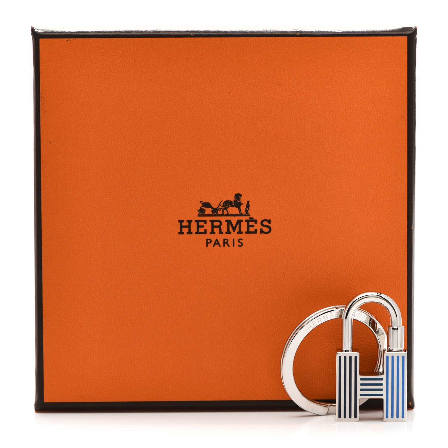 Hermes Lacquered Palladium Cadenas Quizz Rainbow Key Ring Camaieu De Bleus 5 of 5