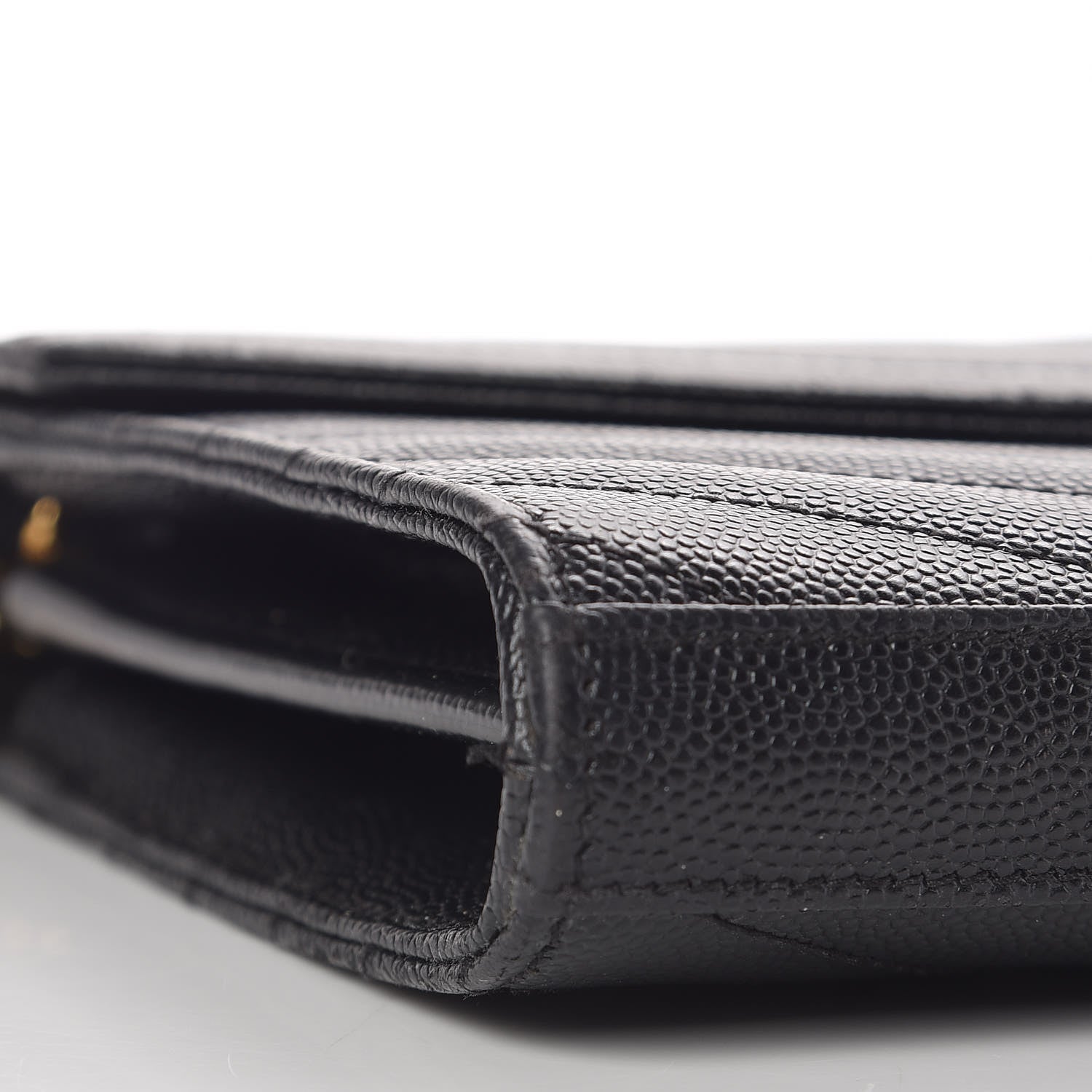 Saint Laurent Grain De Poudre Matelasse Chevron Monogram Chain Wallet Black 8 of 10