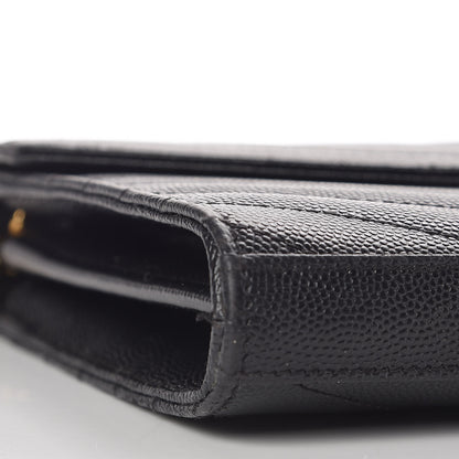 Saint Laurent Grain De Poudre Matelasse Chevron Monogram Chain Wallet Black 8 of 10