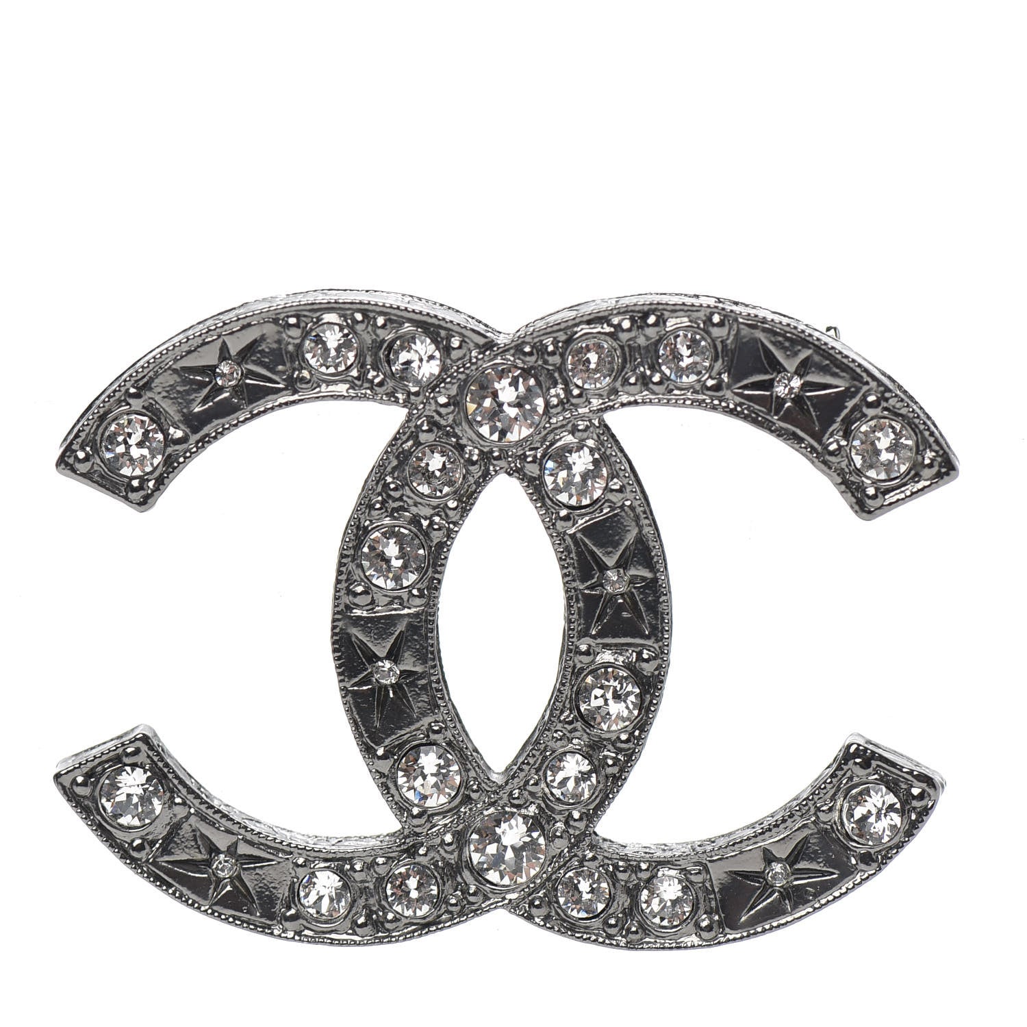 Chanel Ruthenium Crystal CC Star Brooch 1 of 5