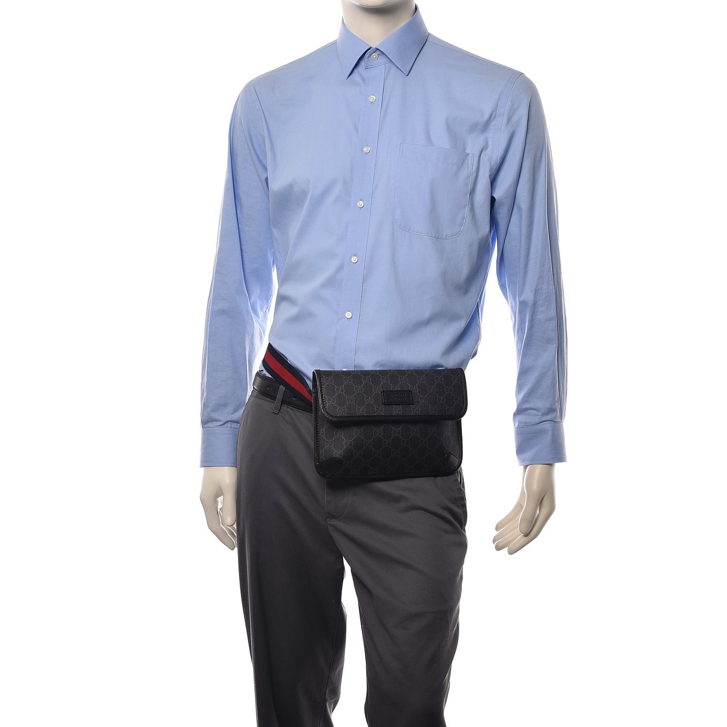 GG Supreme Monogram Web Slim Belt Bag Black Grey