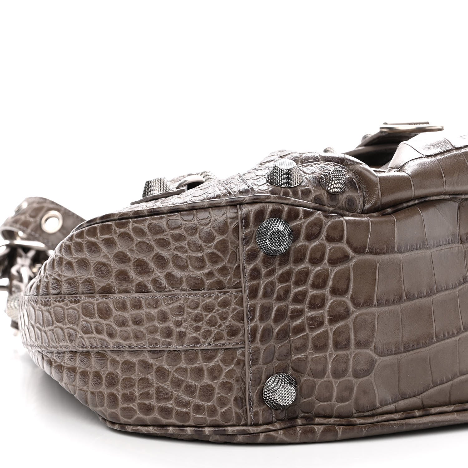 Balenciaga Extra Supple Calfskin Crocodile Embossed Medium Le Cagole Shoulder Bag Medium Grey 8 of 9