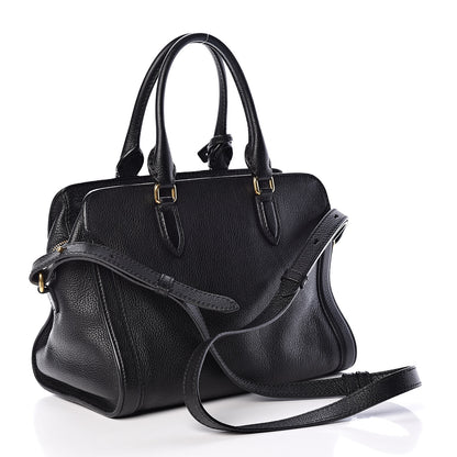 Alexander McQueen Pebbled Calfskin Small Skull Padlock Zip Around Tote Black 3 of 13