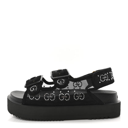 Gucci Tela Retino Kid Scamosciato Crystal GG Monogram Womens Dad Sandals 36 Black 1 of 8