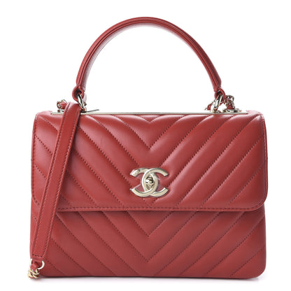 Chanel Lambskin Chevron Quilted Small Trendy CC Dual Handle Flap Bag Red 1 of 10