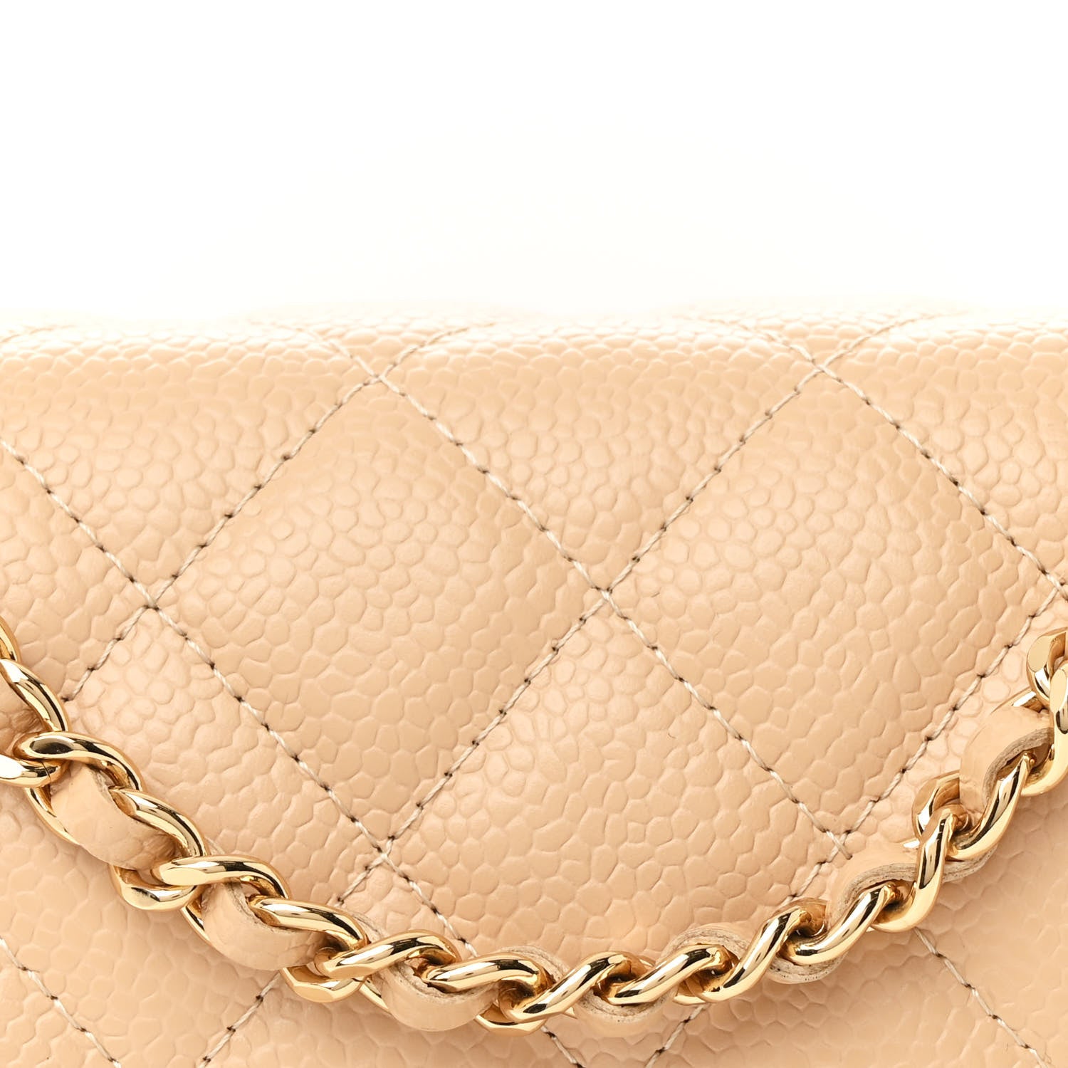 Chanel Caviar Quilted Wallet on Chain WOC Beige 9 of 13