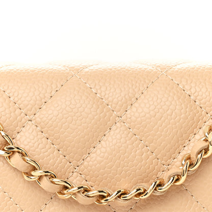 Chanel Caviar Quilted Wallet on Chain WOC Beige 9 of 13