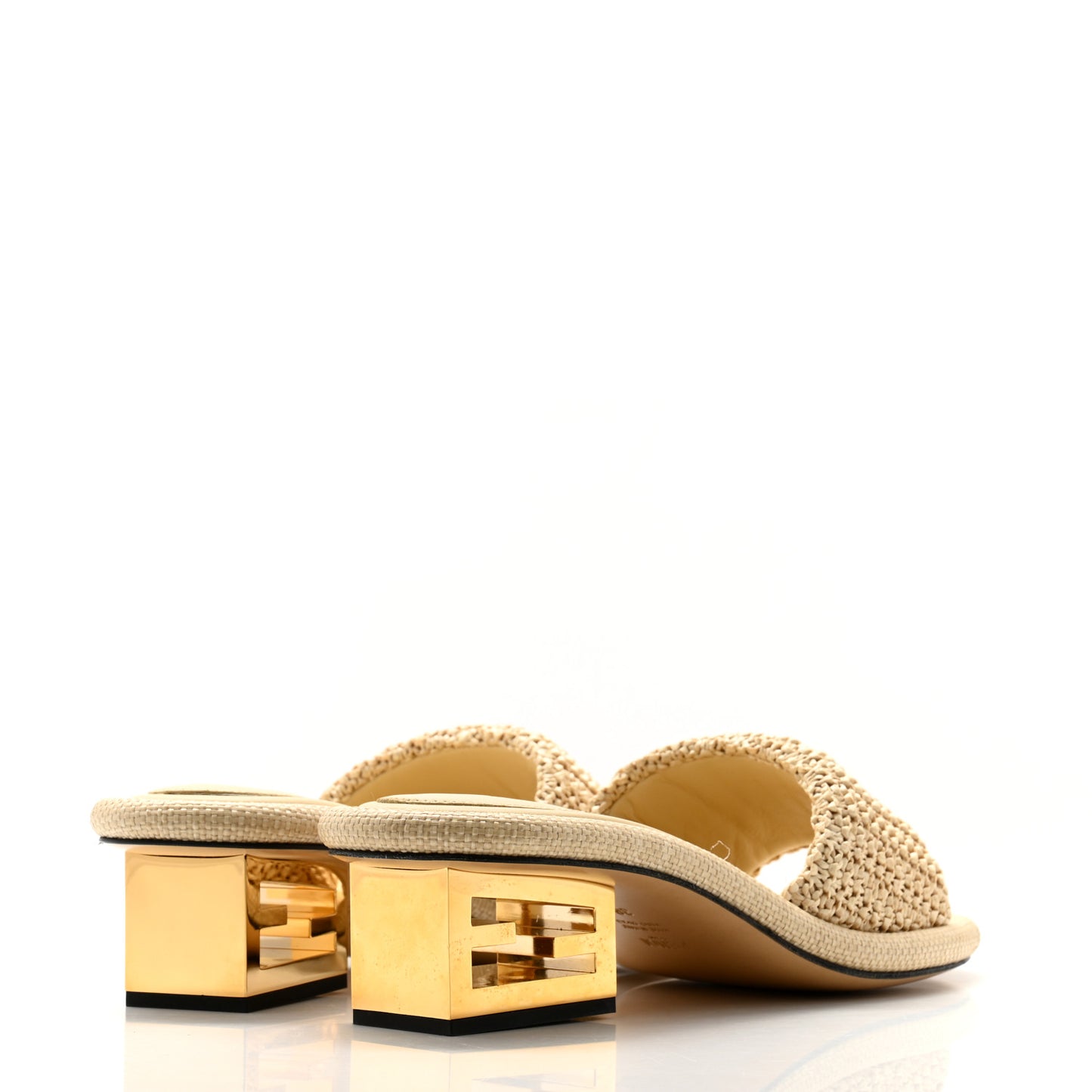 Raffia Intreccio Baguette 60mm Slide Sandals 38 Paglia