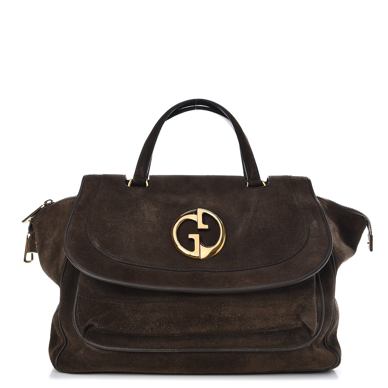 Gucci Suede Medium 1973 Top Handle Satchel Olive 1 of 16