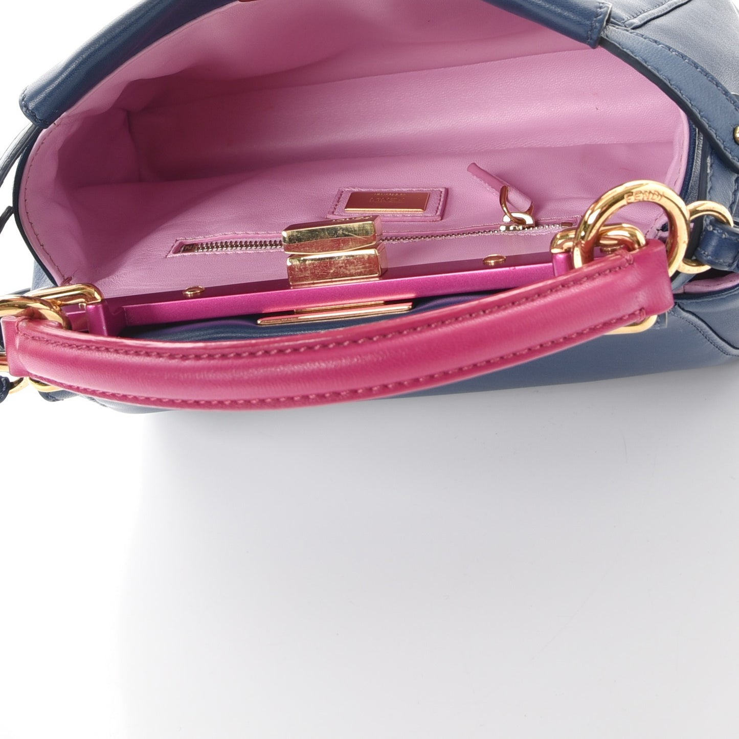 Nappa Colorblock Mini Peekaboo Iconic Satchel Iris Magenta Bubblegum