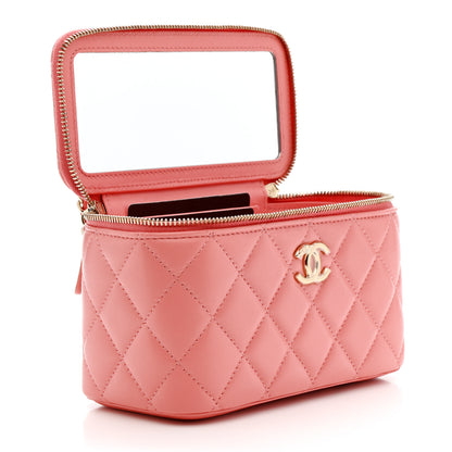 Chanel Lambskin Quilted Small Charming Top Handle Vanity Case With Chain Pink 4 of 14