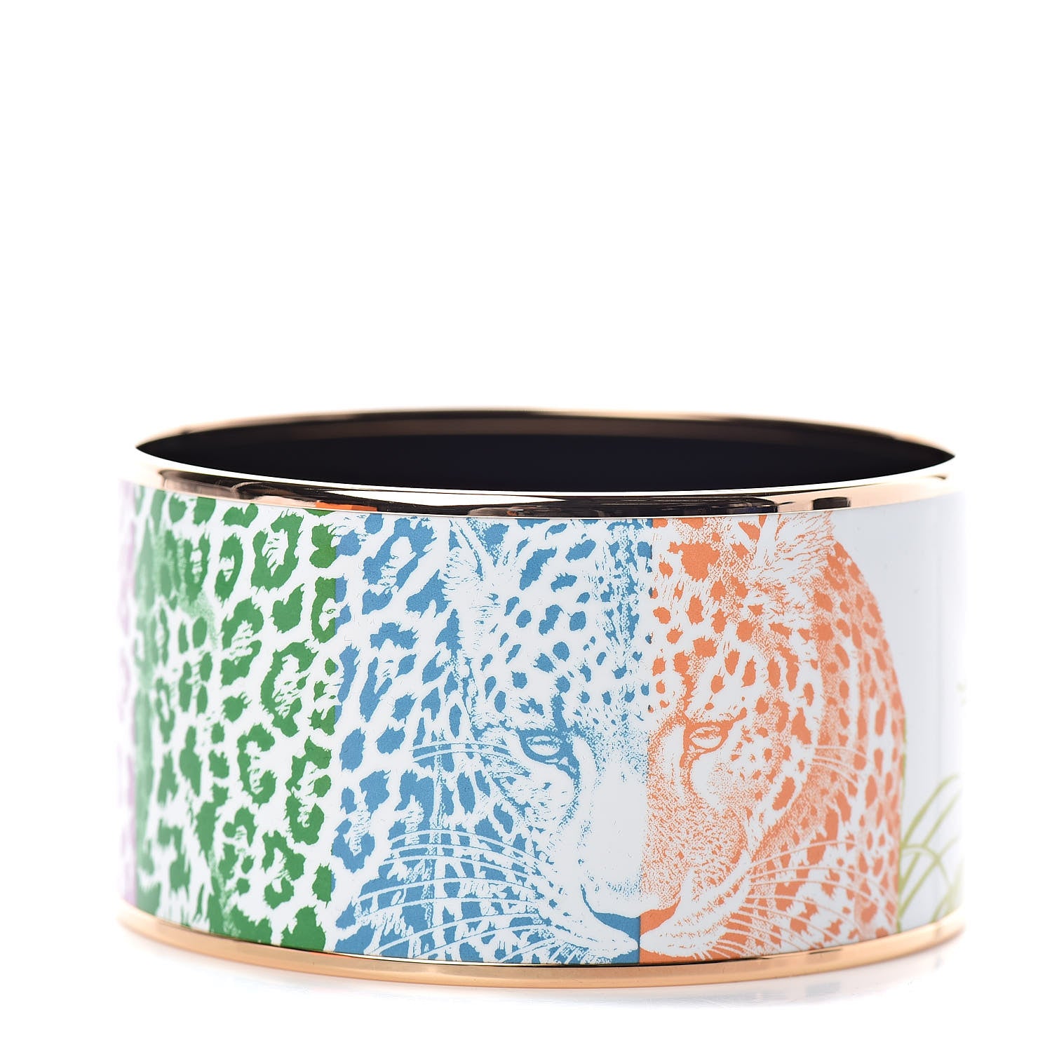 Hermes Enamel Printed Jungle Love Rainbow Extra Wide Bracelet 70 Cassatta 1 of 6